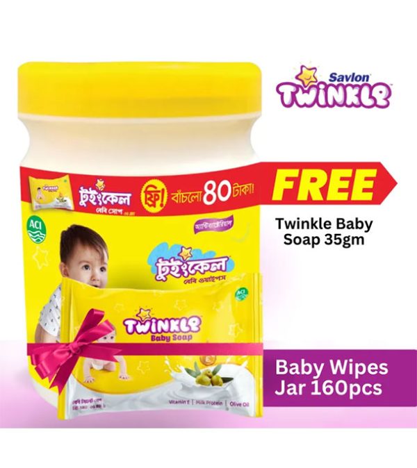 Twinkle Wipes Jar 160 Pcs & Free Baby Soap
