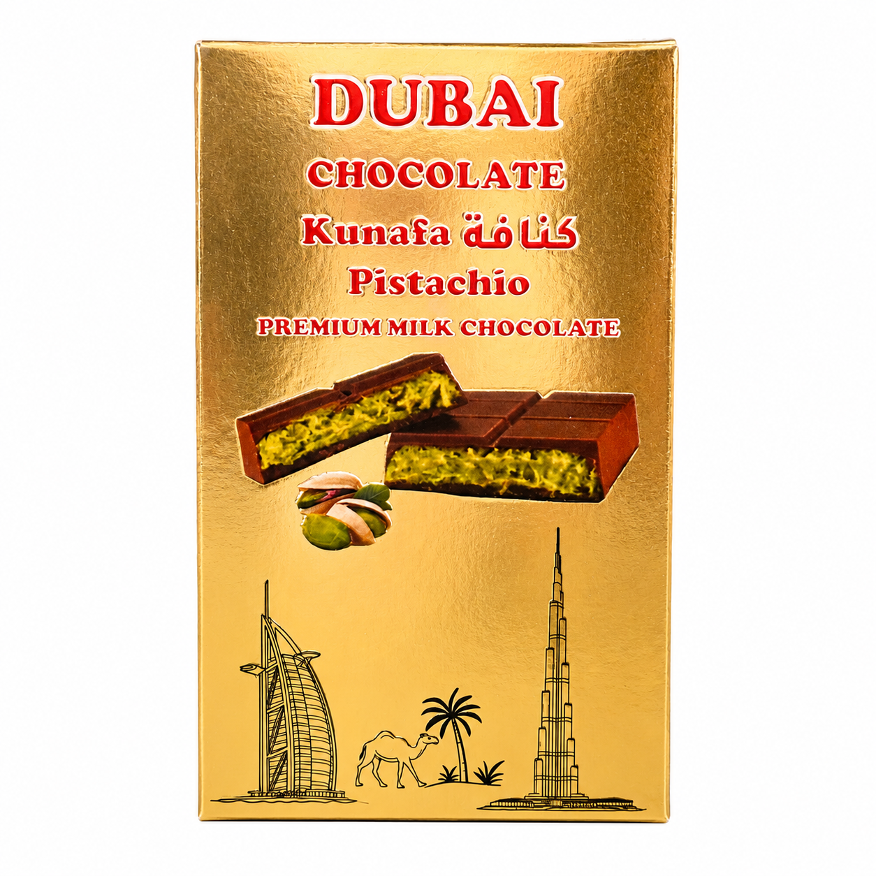 Dubai Chocolate Kunafa Pistachio Premimum Milk Chocolate 100 Gm