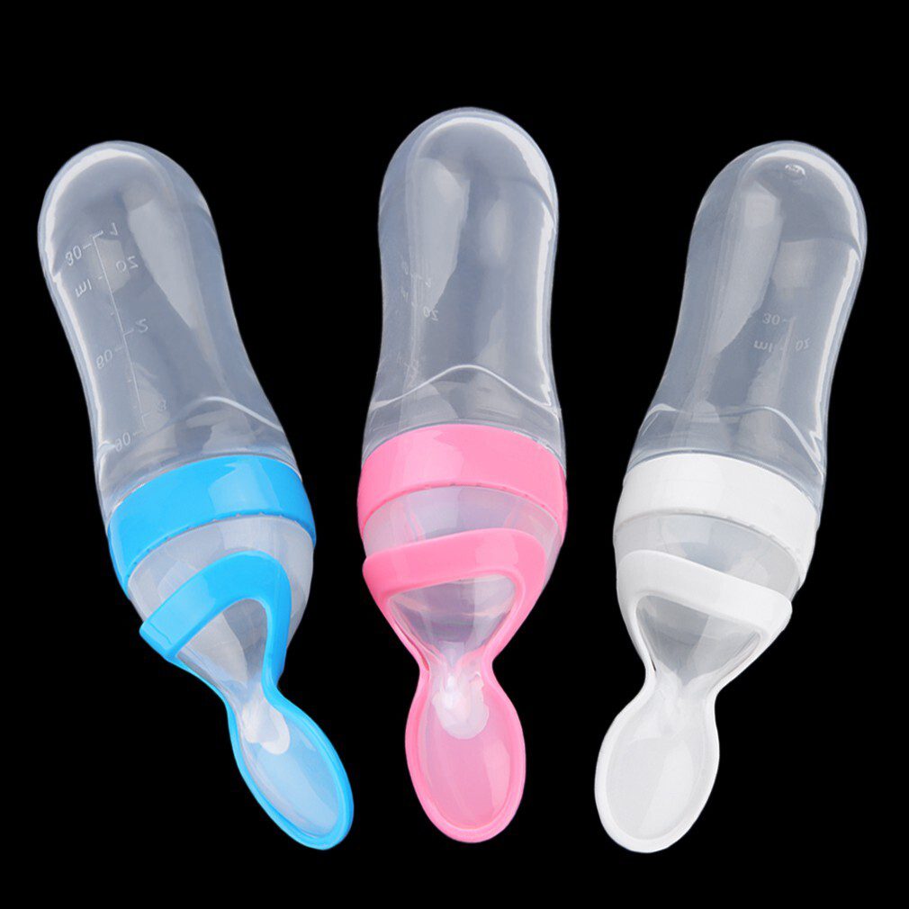 Baby Silicone Squeeze Feeding Bottle Spoon Feeder 1 pices