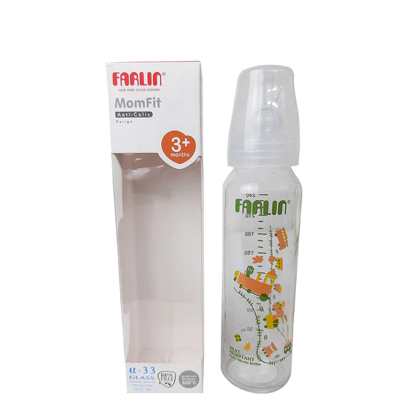 Farlin 240ml Momfit Anti Colic Glass Feeding Bottle (3+ Months)