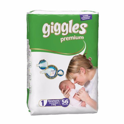 Giggles Newborn Belt System Diaper (2-5 Kg) 56 Pcs