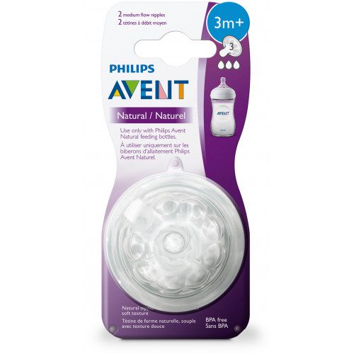 Philips Avent Natural Teat, 3m+ Set of 2 (Medium Flow)