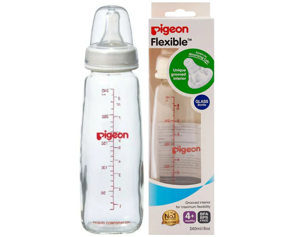 Pigeon Peristaltic Glass Feeding Bottle 240ml ( Indian )