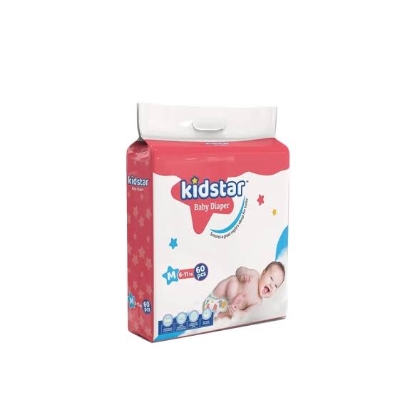 Kidstar Baby Diaper Belt System M Size (6 to11) Kg 60 Pices