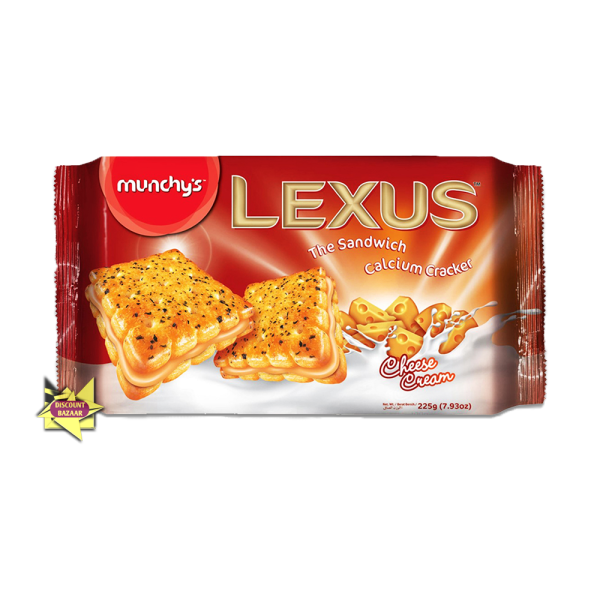 Munchys Lexus Cheese Cream Sandwich Calcium Cracker Biscuits  225gm